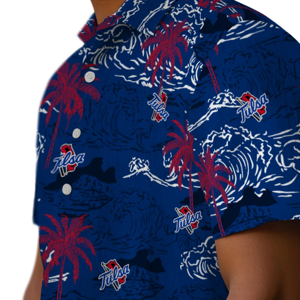 Tulsa Golden Hurricane Hawaiian Shirt - Wave Palm | Hula Hawaiian Shirts