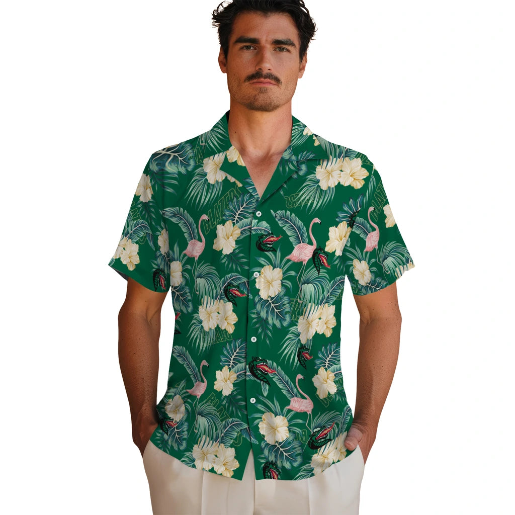 UAB Blazers Hawaiian Shirt - Flamingo and Hibiscus | Hula Hawaiian Shirts