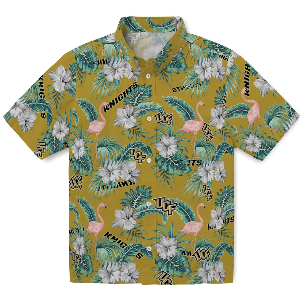 UCF Knights Hawaiian Shirt - Flamingo and Hibiscus | Hula Hawaiian Shirts