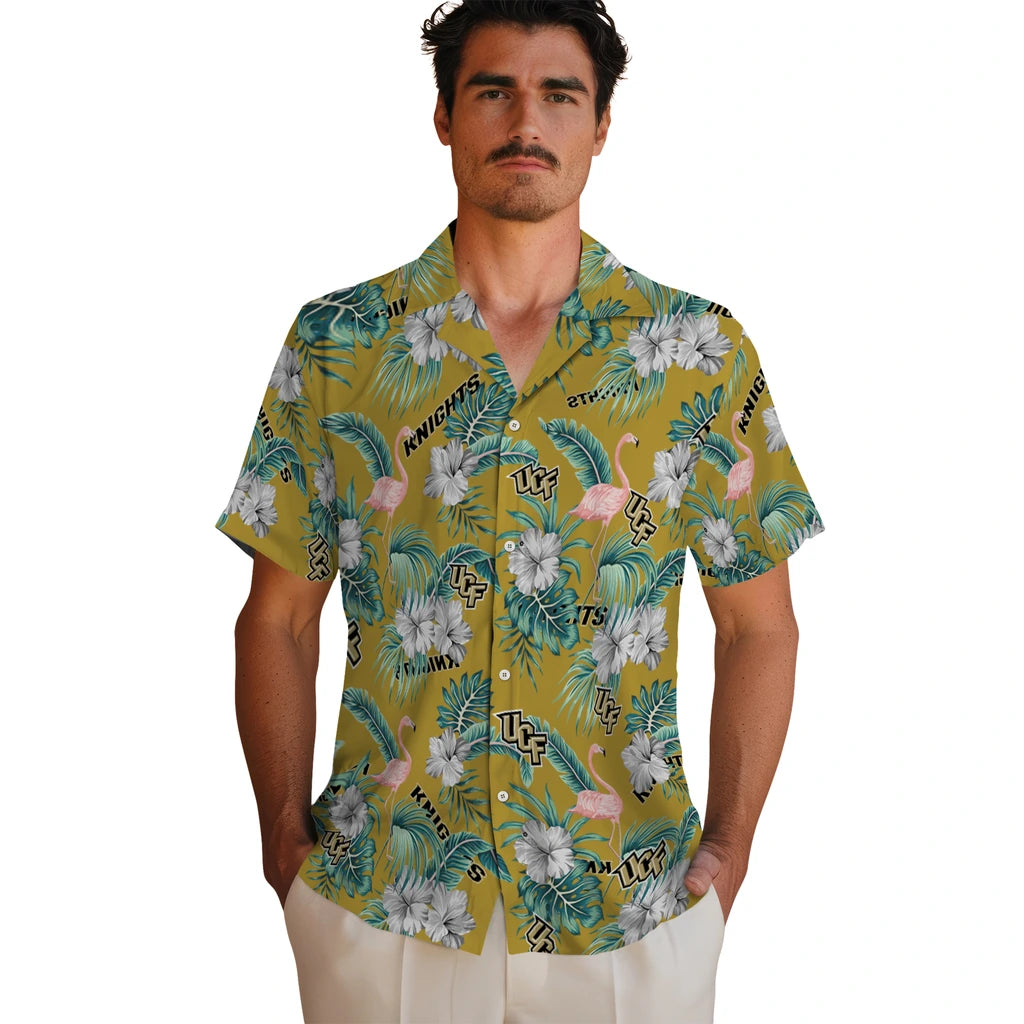 UCF Knights Hawaiian Shirt - Flamingo and Hibiscus | Hula Hawaiian Shirts
