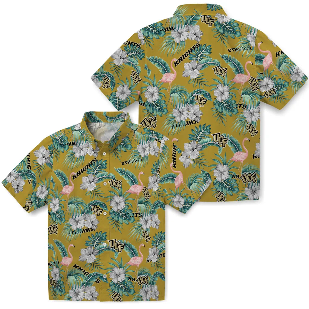 UCF Knights Hawaiian Shirt - Flamingo and Hibiscus | Hula Hawaiian Shirts