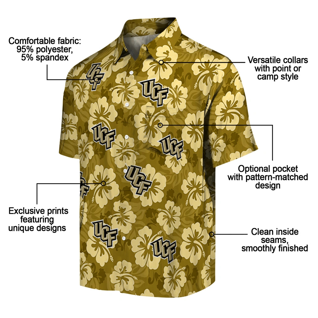 UCF Knights Hawaiian Shirt - Hibiscus Cluster | Hula Hawaiian Shirts