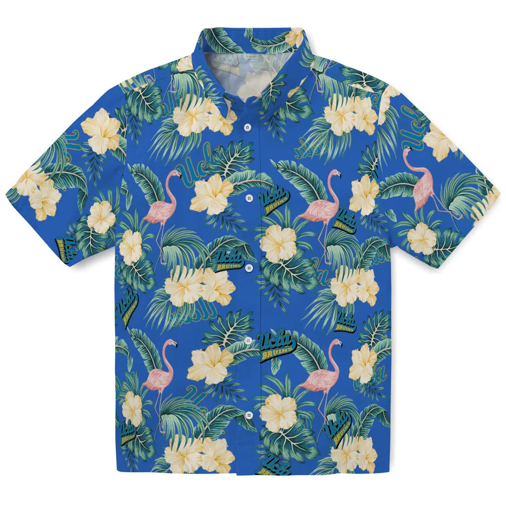 UCLA Bruins Hawaiian Shirt - Flamingo and Hibiscus | Hula Hawaiian Shirts