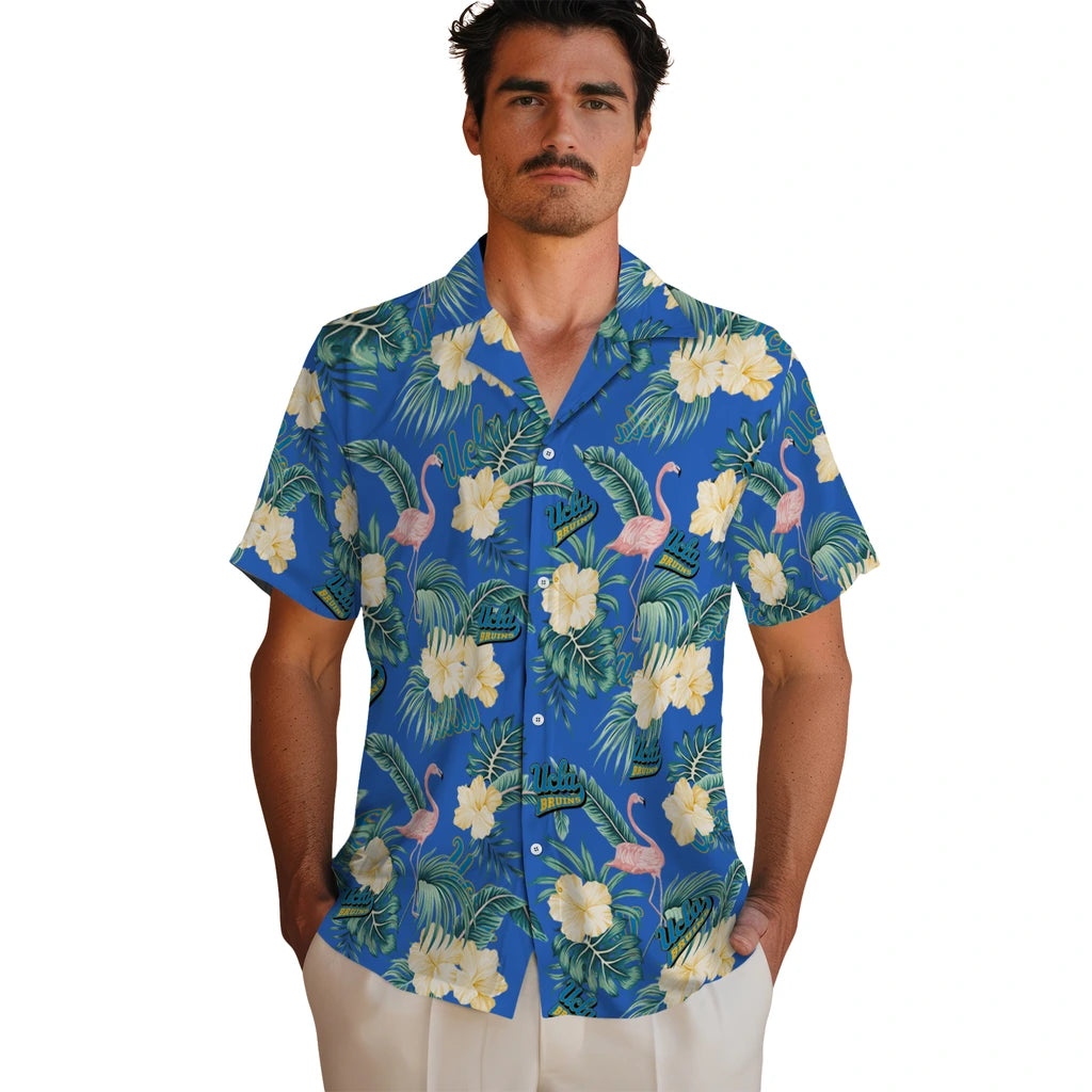 UCLA Bruins Hawaiian Shirt - Flamingo and Hibiscus | Hula Hawaiian Shirts