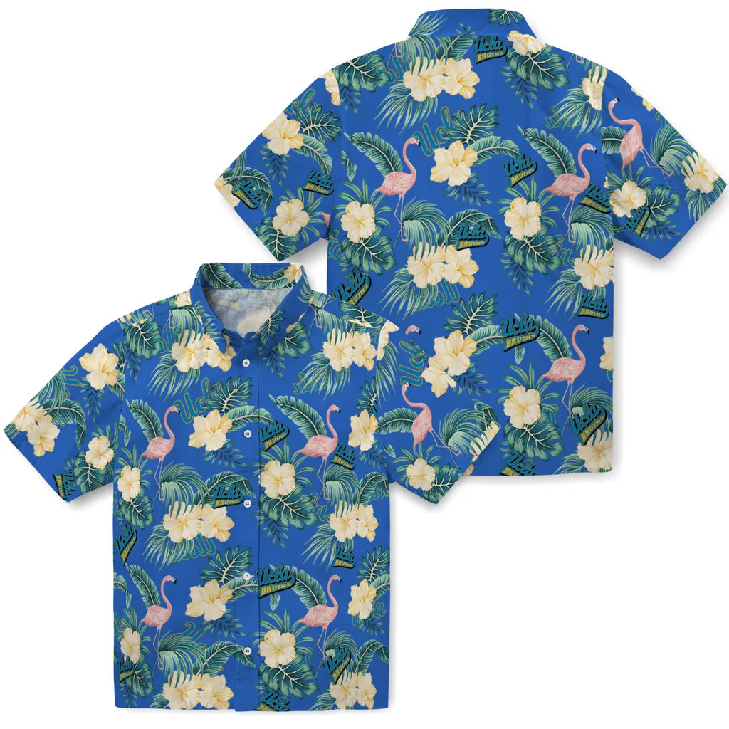 UCLA Bruins Hawaiian Shirt - Flamingo and Hibiscus | Hula Hawaiian Shirts