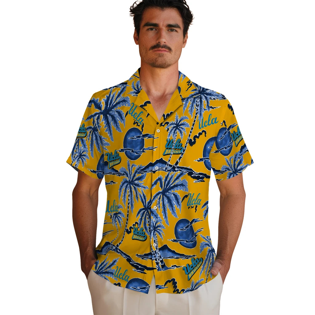 UCLA Bruins Hawaiian Shirt - Palm Sunset | Hula Hawaiian Shirts