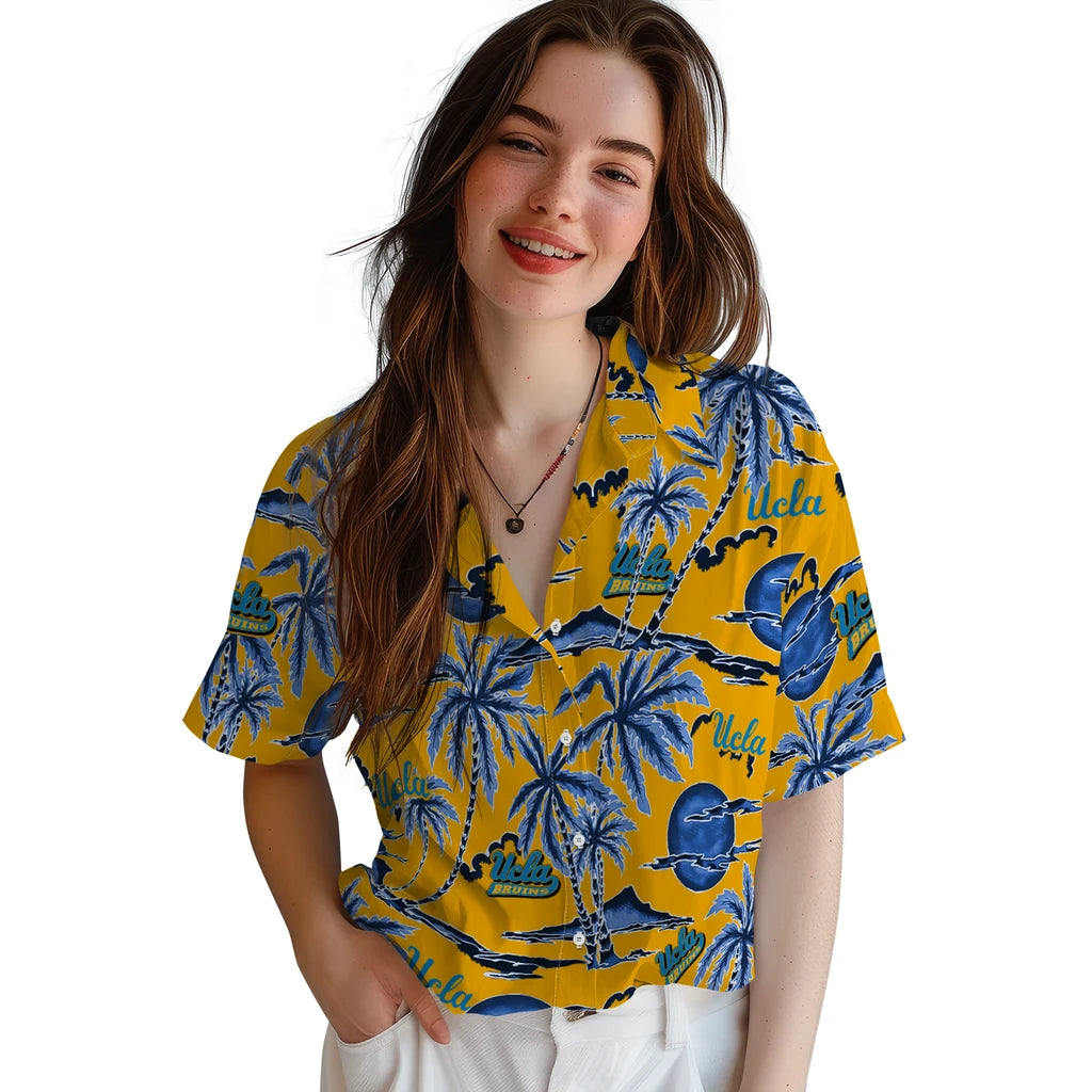 UCLA Bruins Hawaiian Shirt - Palm Sunset | Hula Hawaiian Shirts
