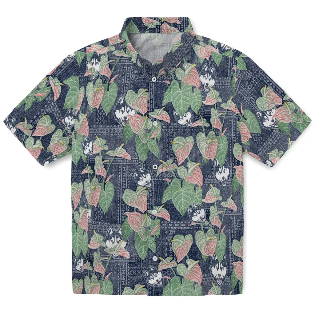 UConn Huskies Hawaiian Shirt - Anthurium Overlay | Hula Hawaiian Shirts