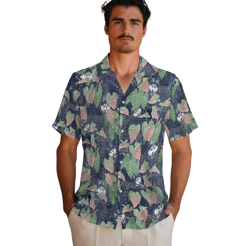 UConn Huskies Hawaiian Shirt - Anthurium Overlay | Hula Hawaiian Shirts
