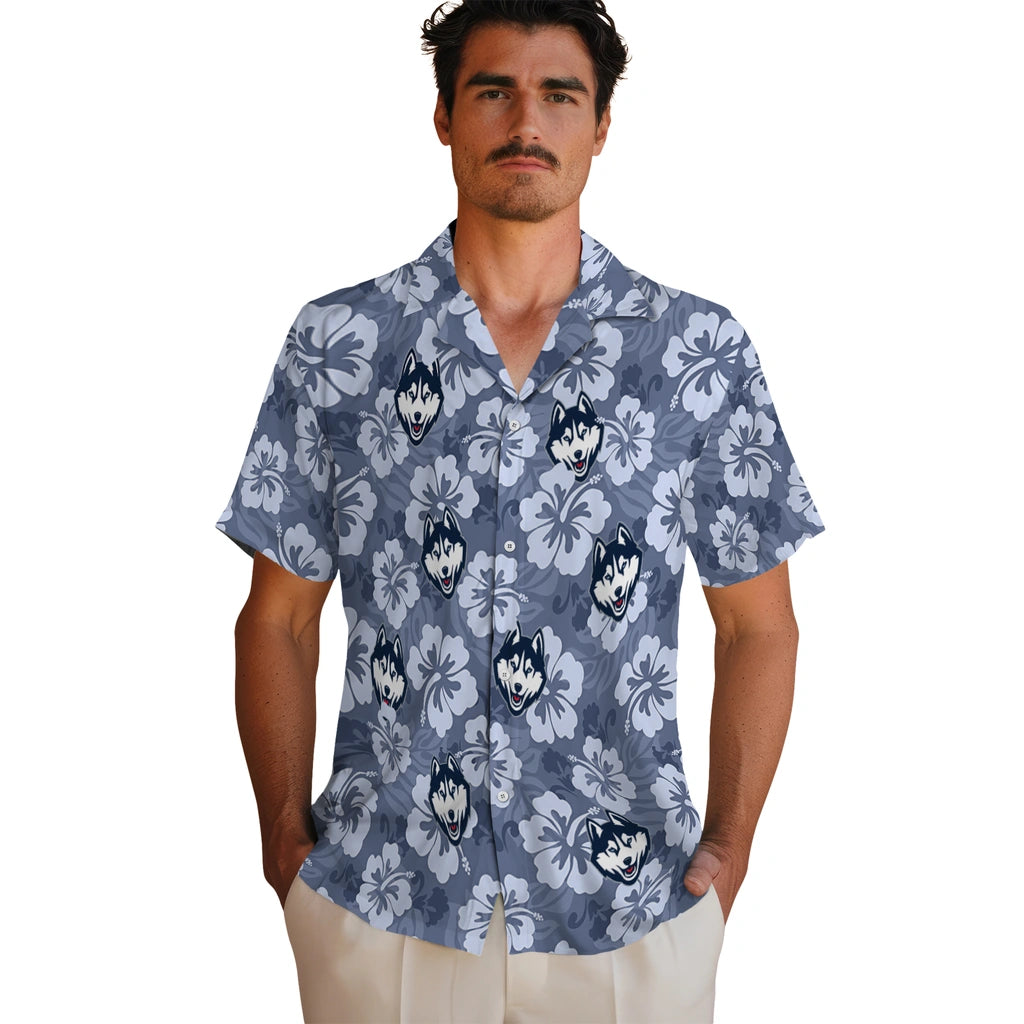 UConn Huskies Hawaiian Shirt - Hibiscus Cluster | Hula Hawaiian Shirts
