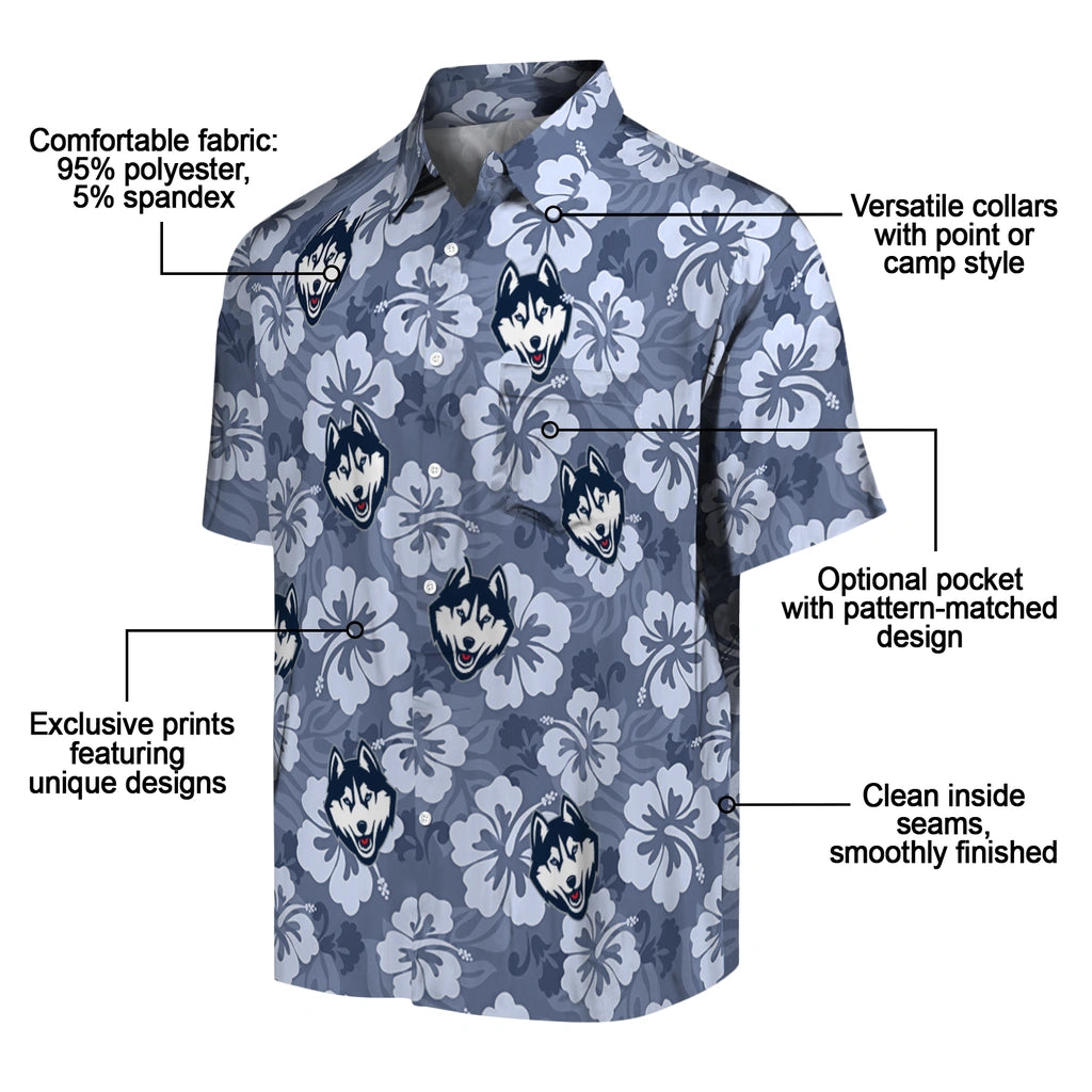 UConn Huskies Hawaiian Shirt - Hibiscus Cluster | Hula Hawaiian Shirts
