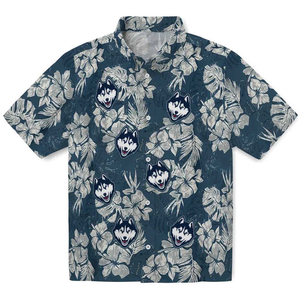 UConn Huskies Hawaiian Shirt - Hibiscus Flowers | Hula Hawaiian Shirts