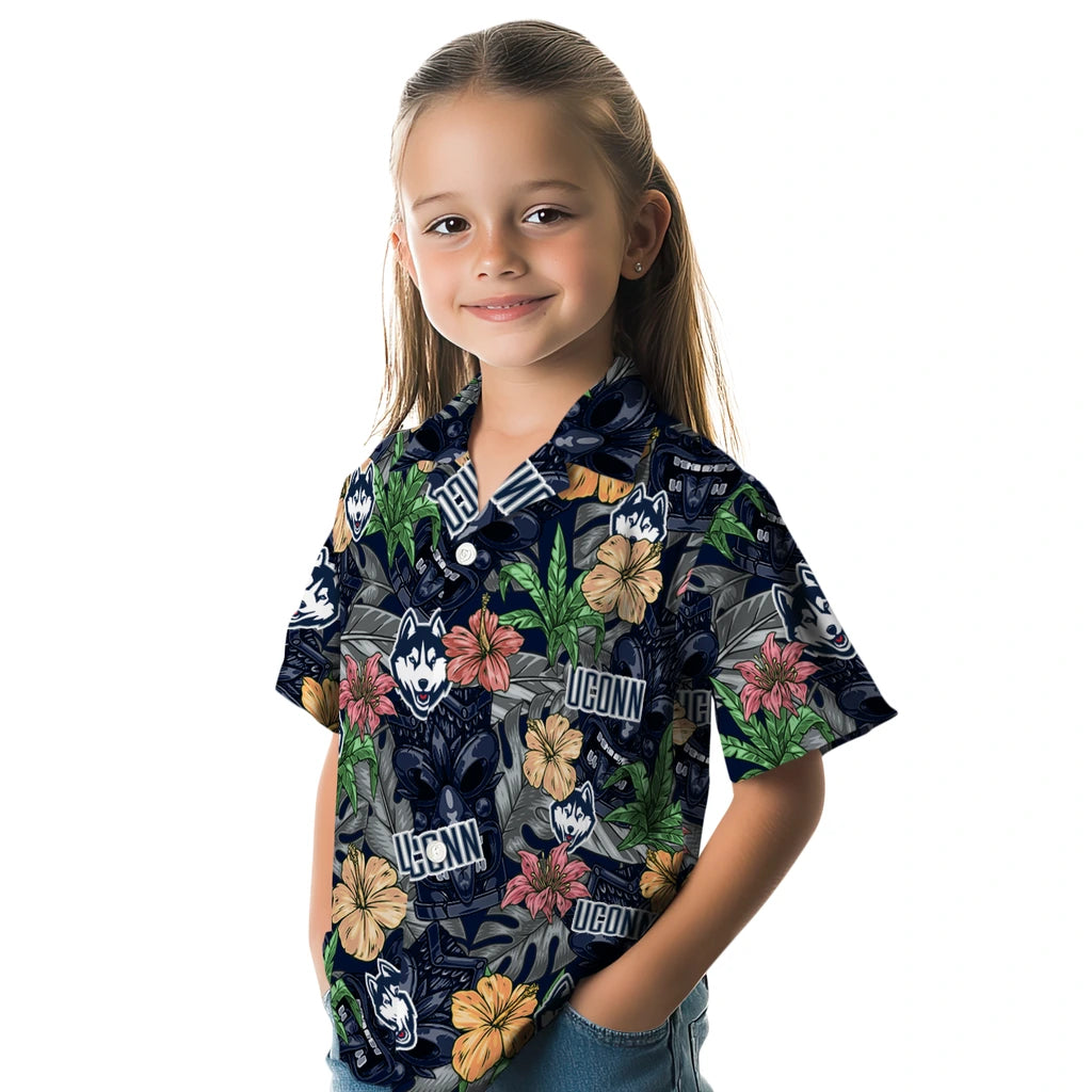 UConn Huskies Hawaiian Shirt - Hibiscus Tiki Jungle | Hula Hawaiian Shirts