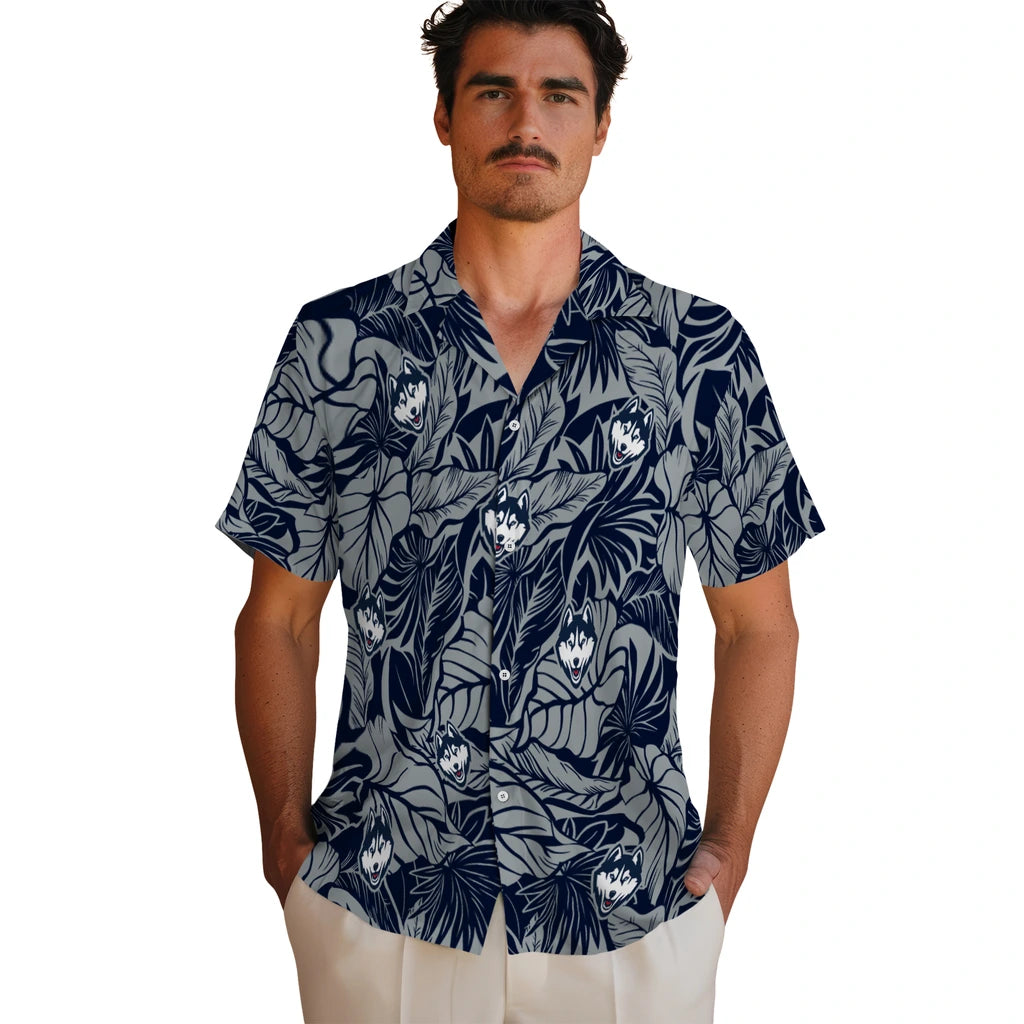 UConn Huskies Hawaiian Shirt - Monstera Layer | Hula Hawaiian Shirts