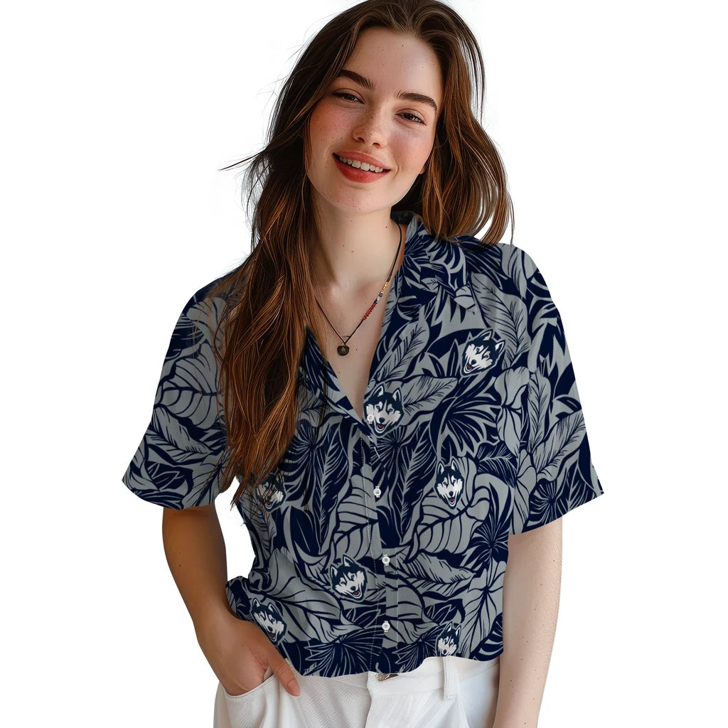 UConn Huskies Hawaiian Shirt - Monstera Layer | Hula Hawaiian Shirts