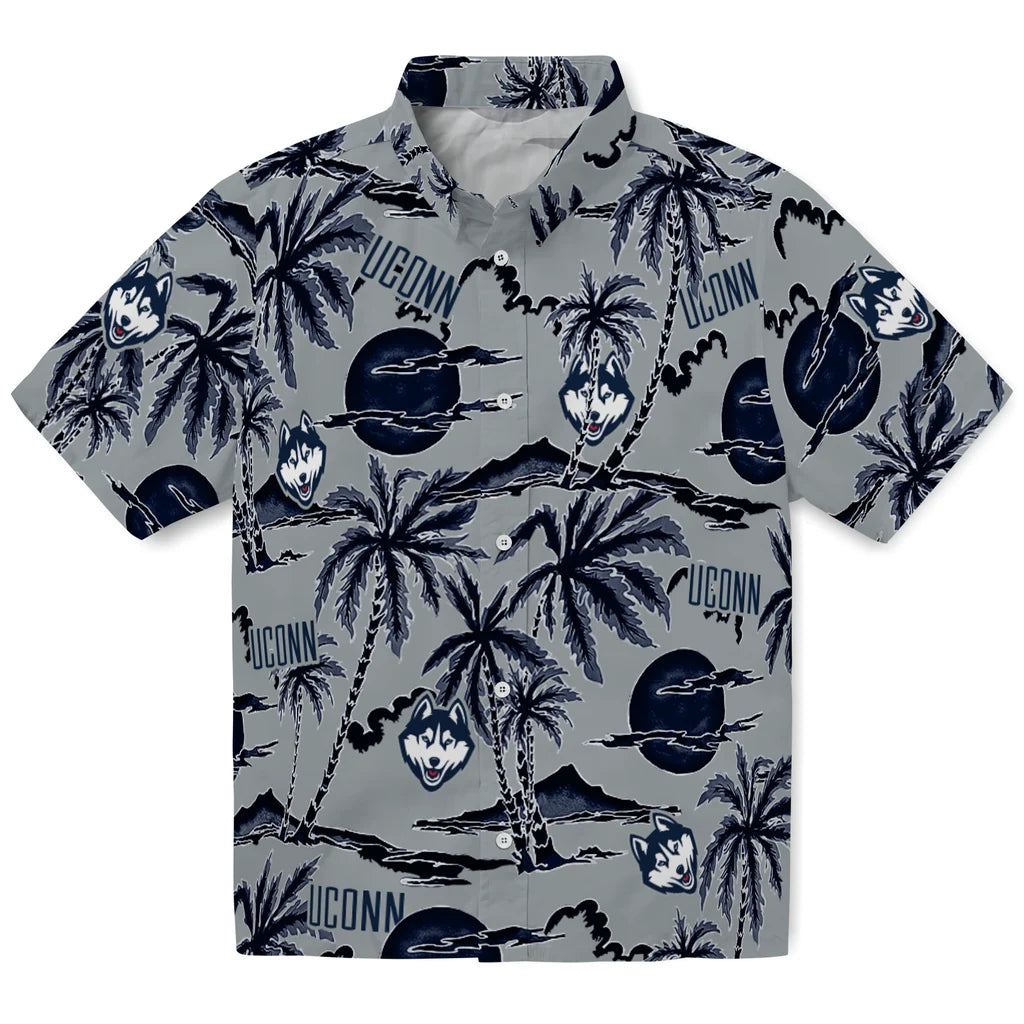 UConn Huskies Hawaiian Shirt - Palm Sunset | Hula Hawaiian Shirts