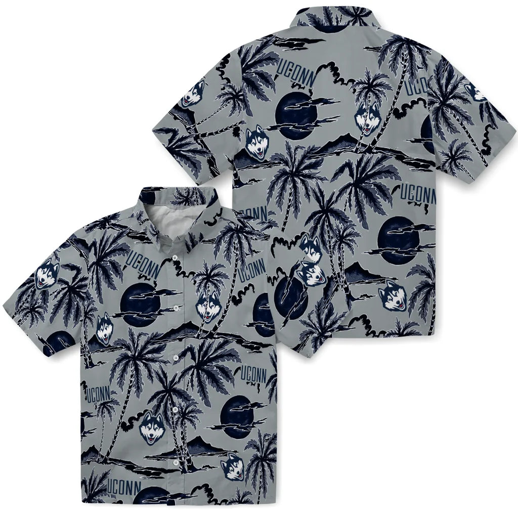 UConn Huskies Hawaiian Shirt - Palm Sunset | Hula Hawaiian Shirts
