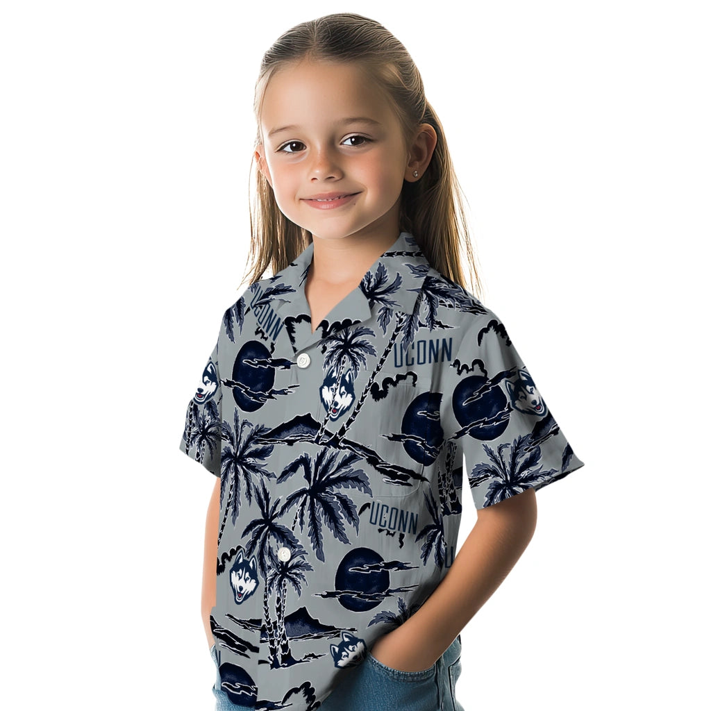 UConn Huskies Hawaiian Shirt - Palm Sunset | Hula Hawaiian Shirts