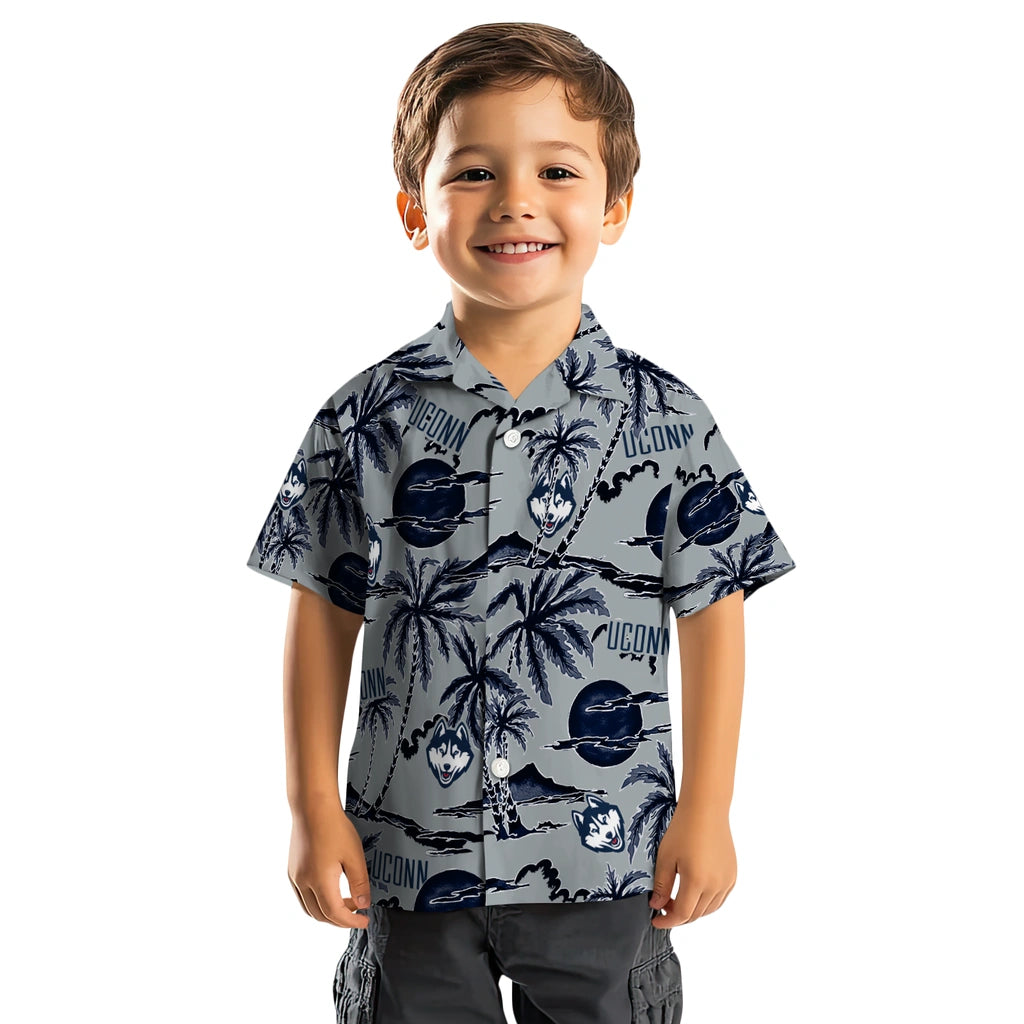 UConn Huskies Hawaiian Shirt - Palm Sunset | Hula Hawaiian Shirts