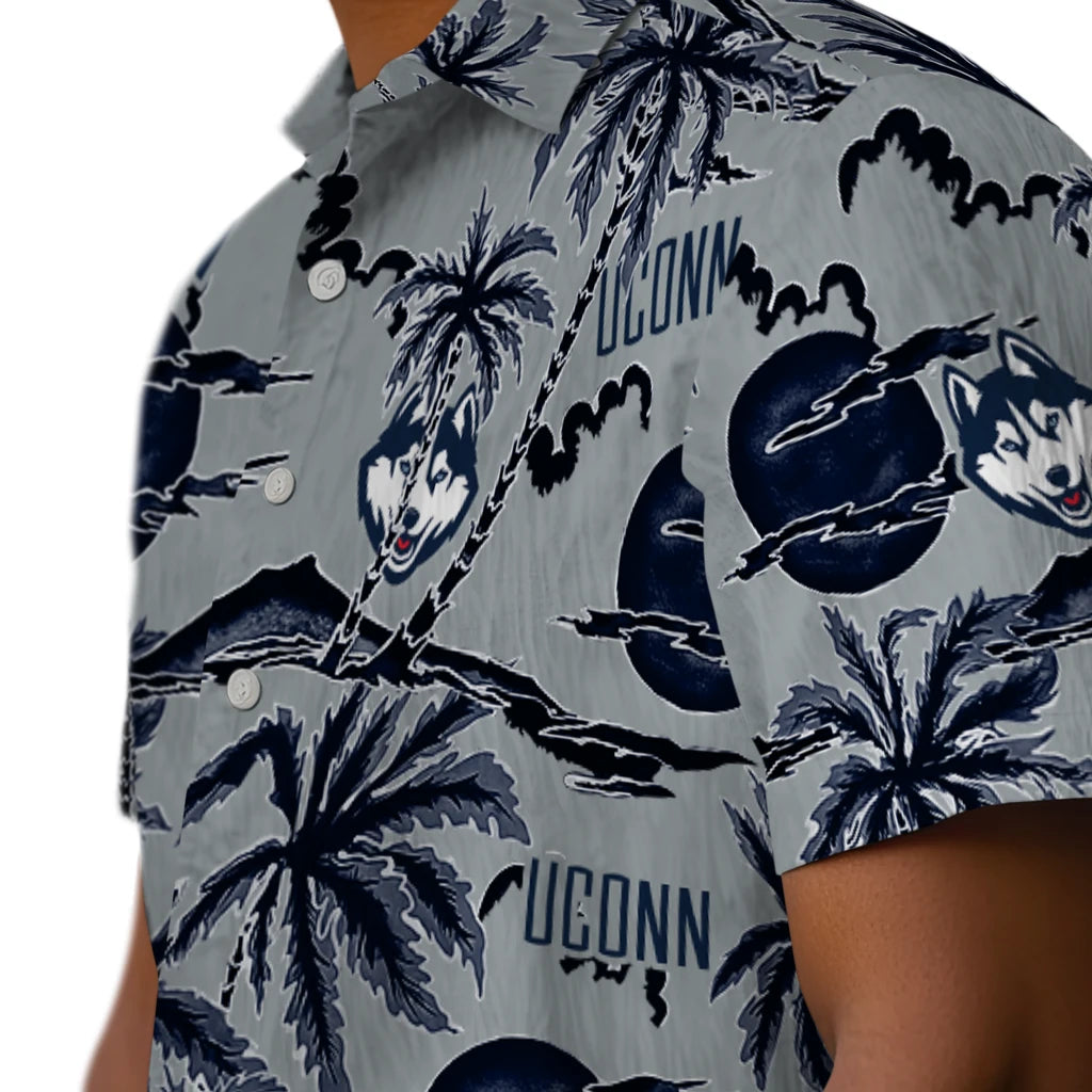 UConn Huskies Hawaiian Shirt - Palm Sunset | Hula Hawaiian Shirts