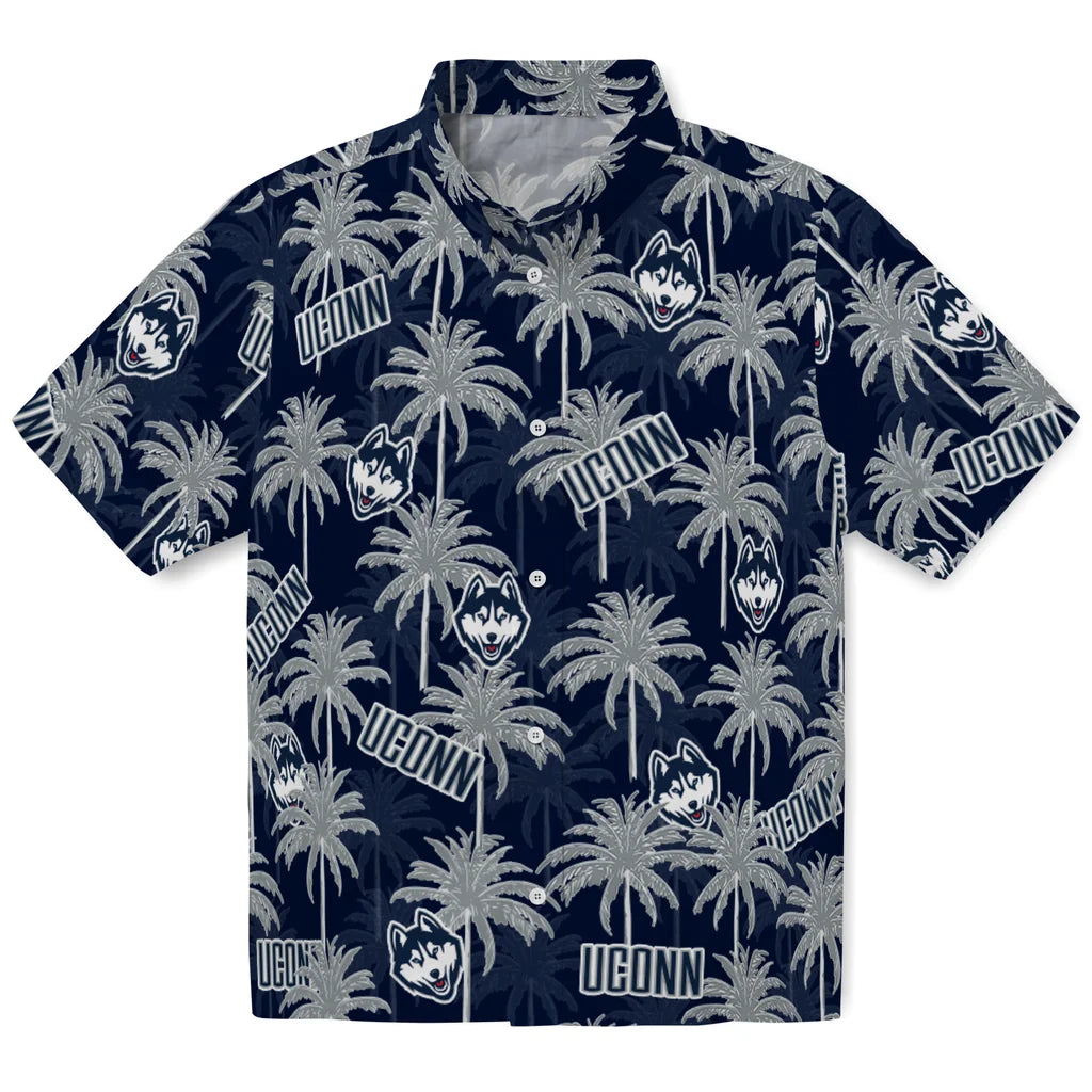 UConn Huskies Hawaiian Shirt - Palm Tree Motif | Hula Hawaiian Shirts