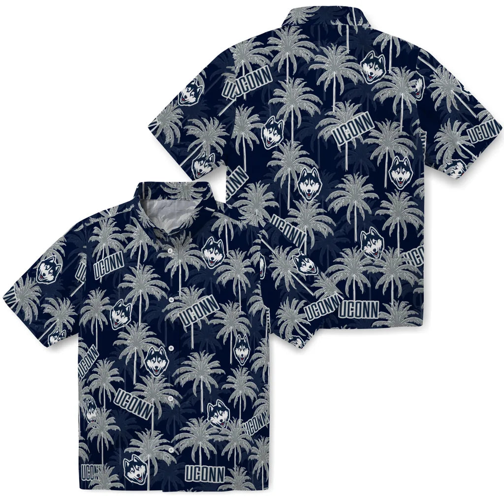 UConn Huskies Hawaiian Shirt - Palm Tree Motif | Hula Hawaiian Shirts