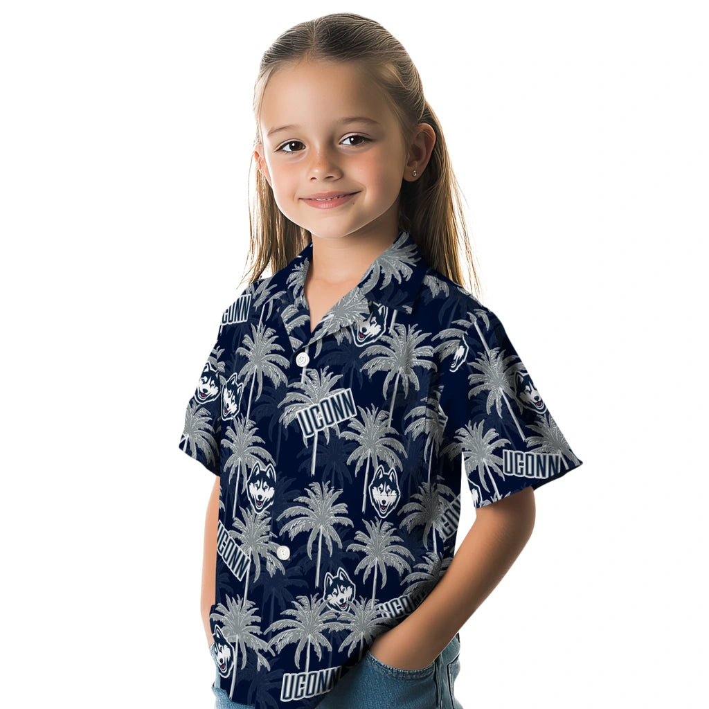UConn Huskies Hawaiian Shirt - Palm Tree Motif | Hula Hawaiian Shirts