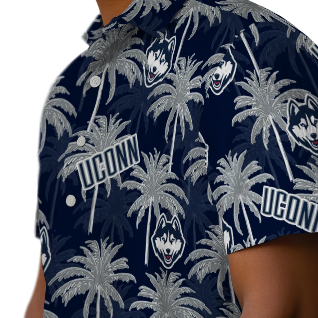 UConn Huskies Hawaiian Shirt - Palm Tree Motif | Hula Hawaiian Shirts