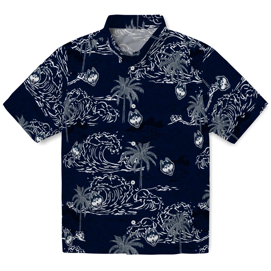 UConn Huskies Hawaiian Shirt - Wave Palm | Hula Hawaiian Shirts