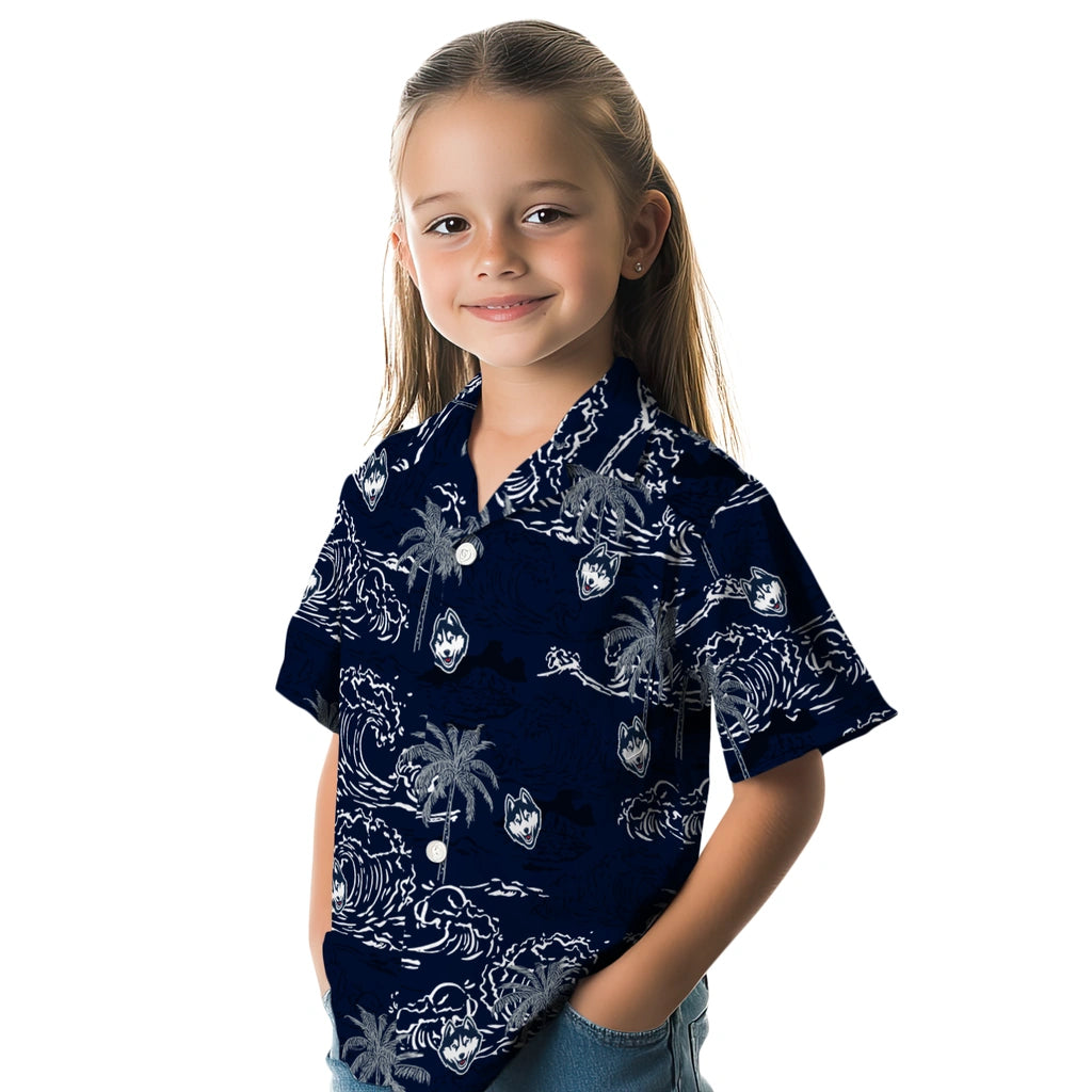 UConn Huskies Hawaiian Shirt - Wave Palm | Hula Hawaiian Shirts