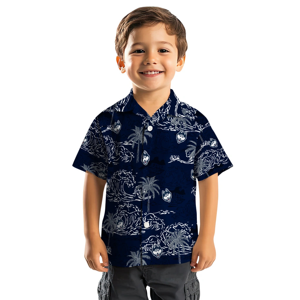 UConn Huskies Hawaiian Shirt - Wave Palm | Hula Hawaiian Shirts