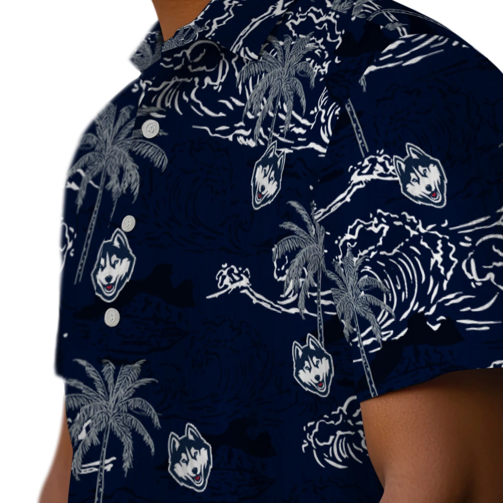UConn Huskies Hawaiian Shirt - Wave Palm | Hula Hawaiian Shirts