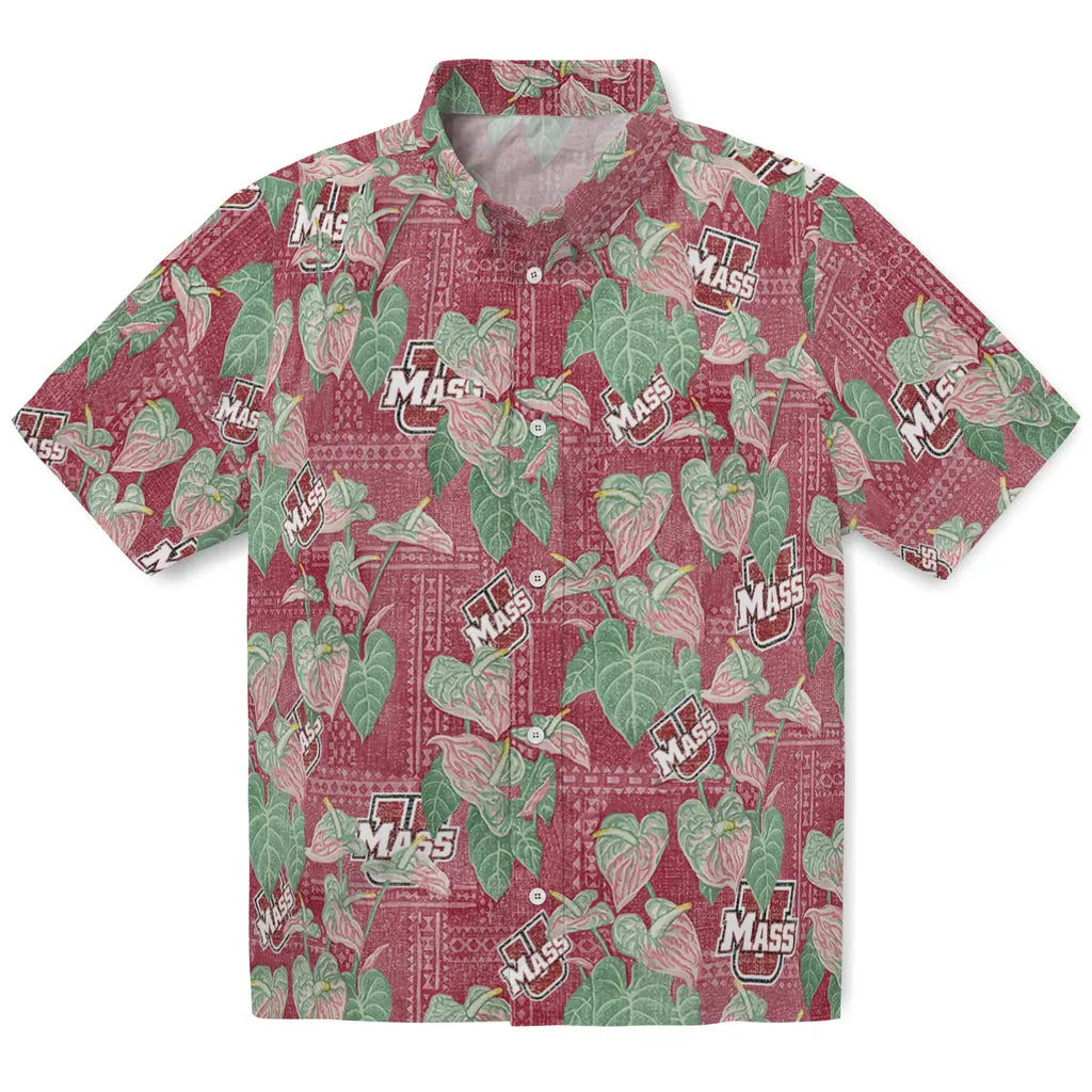 UMass Minutemen Hawaiian Shirt - Anthurium Overlay | Hula Hawaiian Shirts