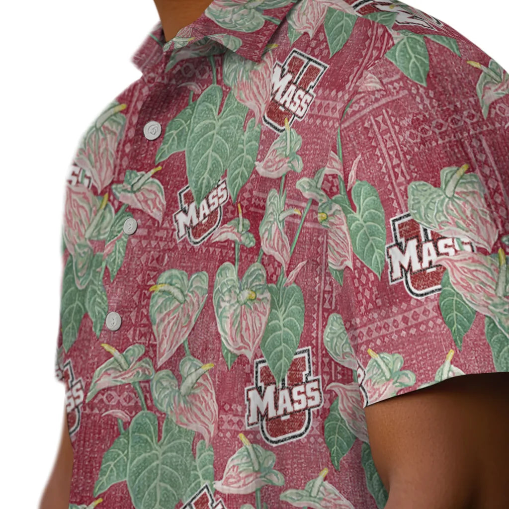 UMass Minutemen Hawaiian Shirt - Anthurium Overlay | Hula Hawaiian Shirts