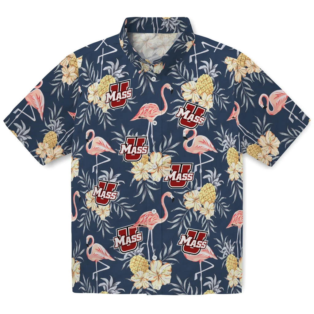 UMass Minutemen Hawaiian Shirt - Flamingo Hibiscus | Hula Hawaiian Shirts