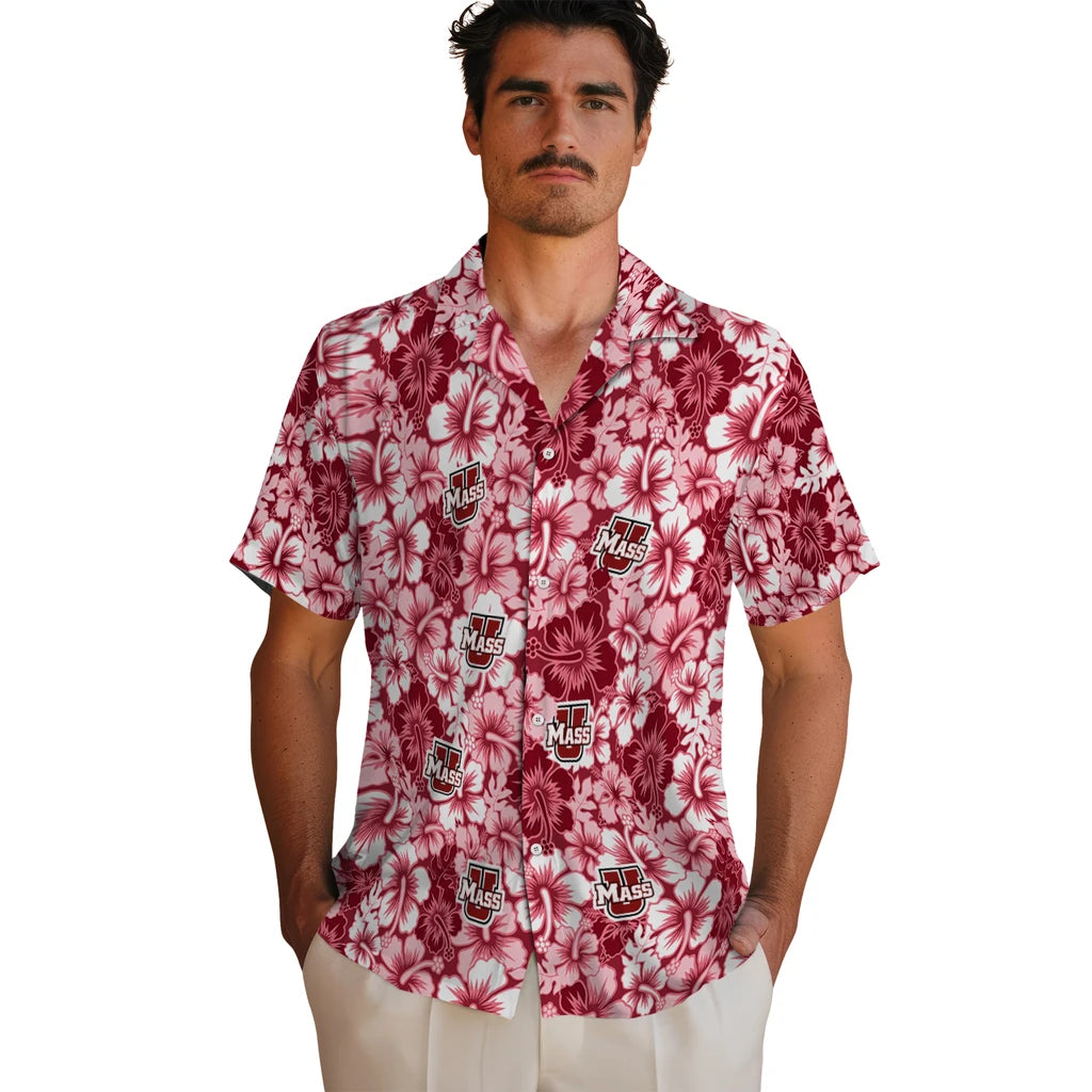 UMass Minutemen Hawaiian Shirt - Hibiscus Blooms | Hula Hawaiian Shirts
