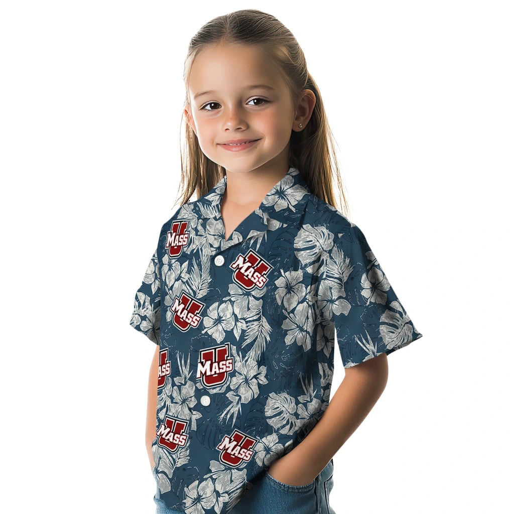 UMass Minutemen Hawaiian Shirt - Hibiscus Flowers | Hula Hawaiian Shirts