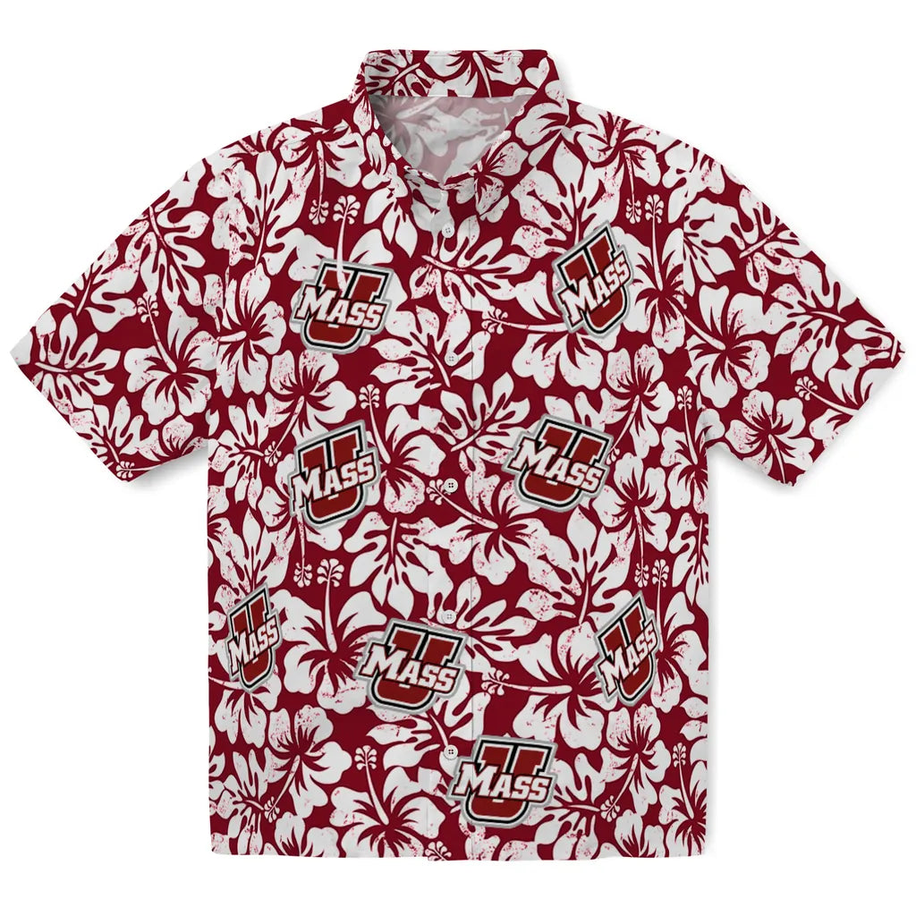 UMass Minutemen Hawaiian Shirt - Hibiscus Motif | Hula Hawaiian Shirts