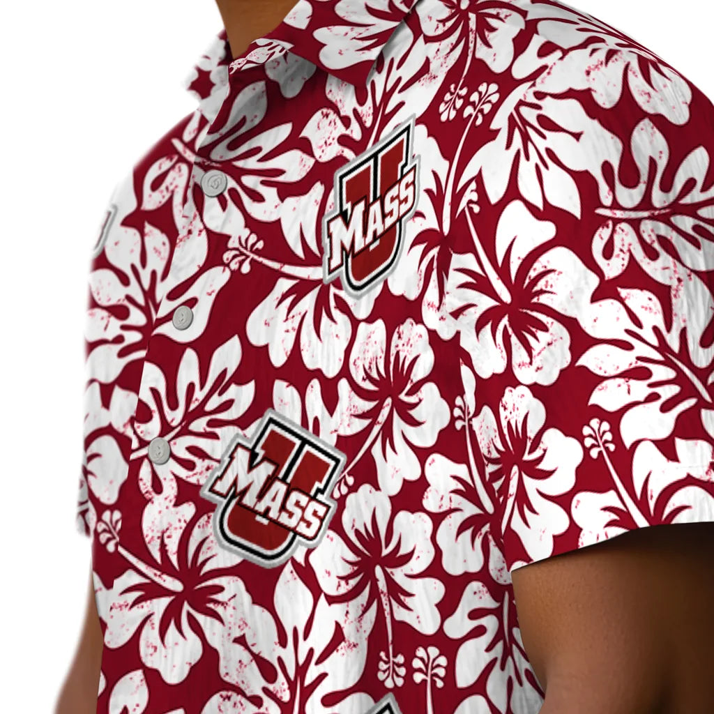 UMass Minutemen Hawaiian Shirt - Hibiscus Motif | Hula Hawaiian Shirts