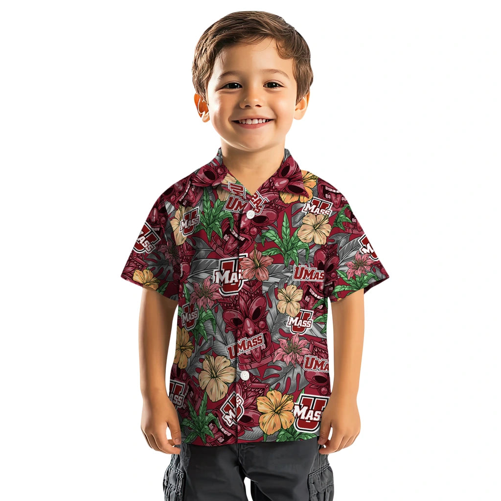 UMass Minutemen Hawaiian Shirt - Hibiscus Tiki Jungle | Hula Hawaiian Shirts
