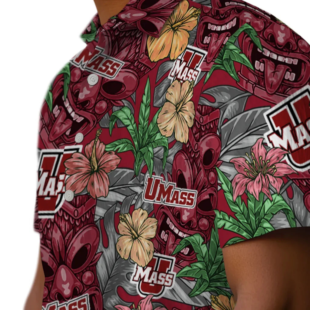 UMass Minutemen Hawaiian Shirt - Hibiscus Tiki Jungle | Hula Hawaiian Shirts