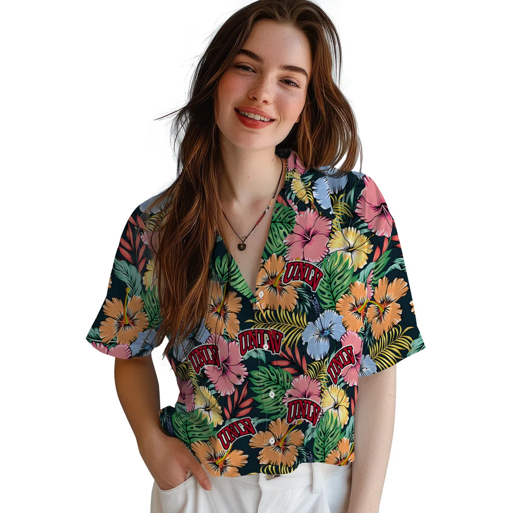 UNLV Rebels Hawaiian Shirt - Brilliant Hibiscus Garden | Hula Hawaiian Shirts
