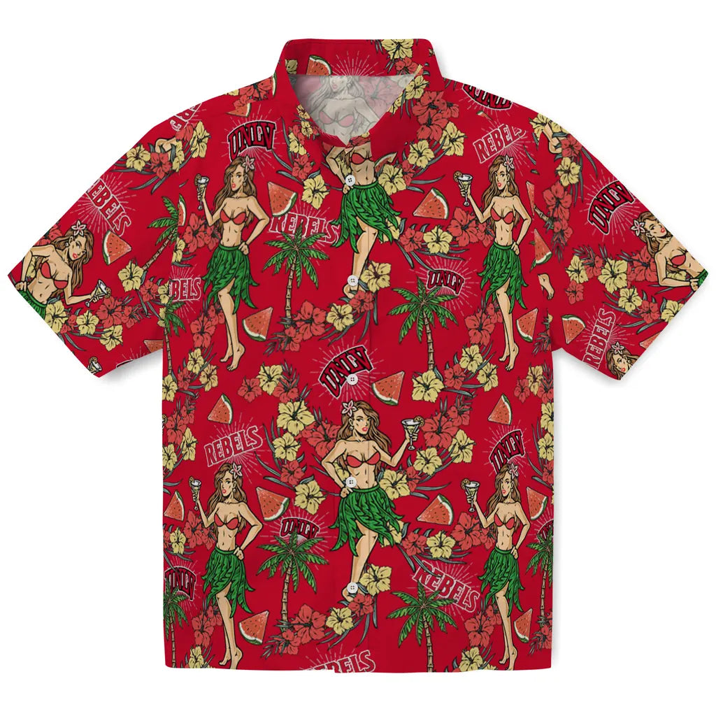 UNLV Rebels Hawaiian Shirt - Hawaiian Girls Design | Hula Hawaiian Shirts