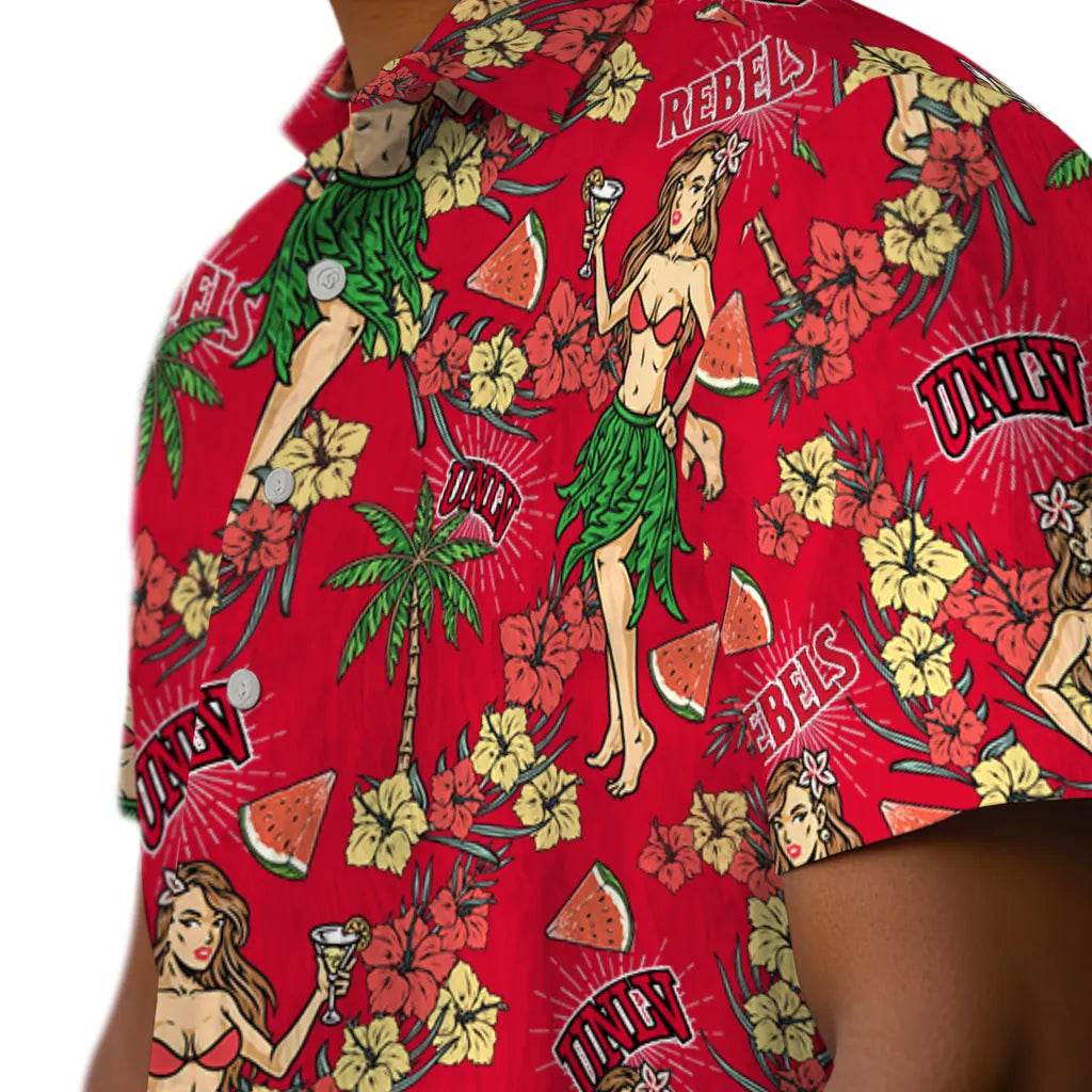 UNLV Rebels Hawaiian Shirt - Hawaiian Girls Design | Hula Hawaiian Shirts