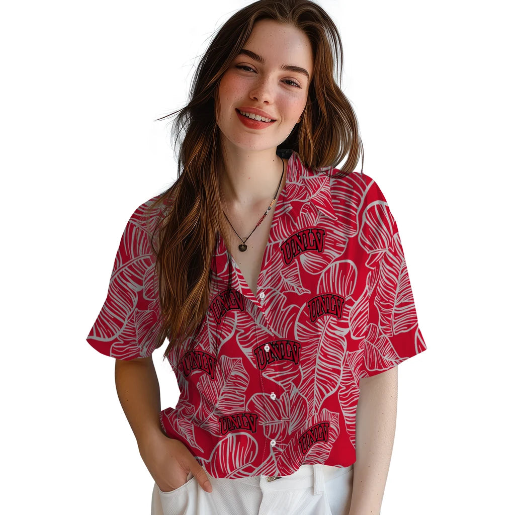 UNLV Rebels Hawaiian Shirt - Leaf Outline | Hula Hawaiian Shirts