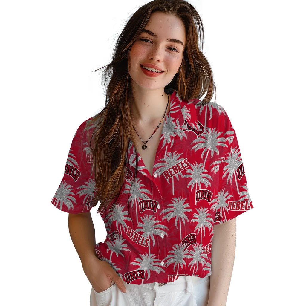 UNLV Rebels Hawaiian Shirt - Palm Tree Motif | Hula Hawaiian Shirts