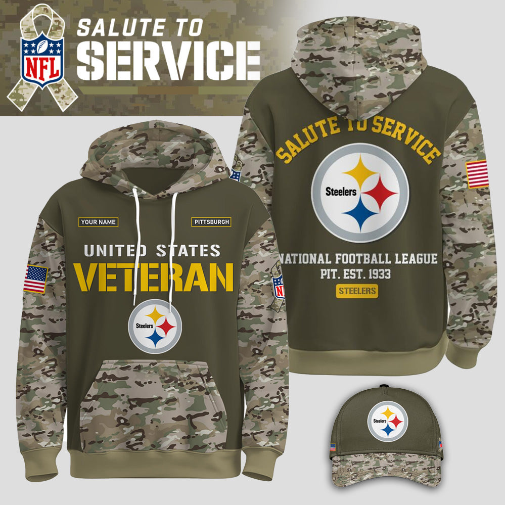 Pittsburgh Steelers Salute to Service Veteran Hoodie and Cap – 2025 Exclusive NFL Military Appreciation Gear - LeagueLockerGear