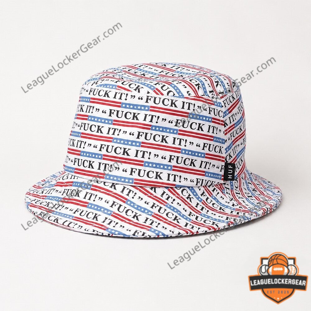 HUF USA "Fuck It" American Flag Print Bucket Hat - LeagueLockerGear