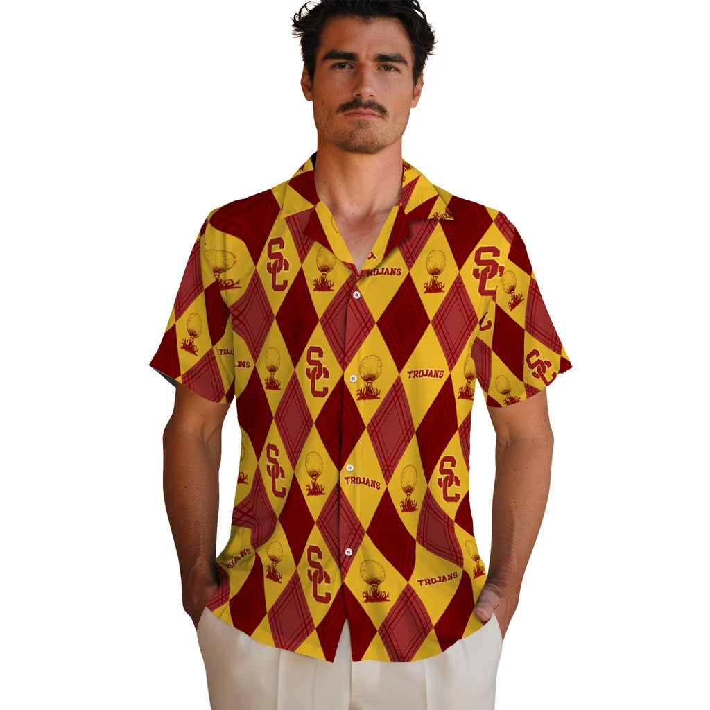 USC Trojans Hawaiian Shirt - Golfing Plaid | Hula Hawaiian Shirts