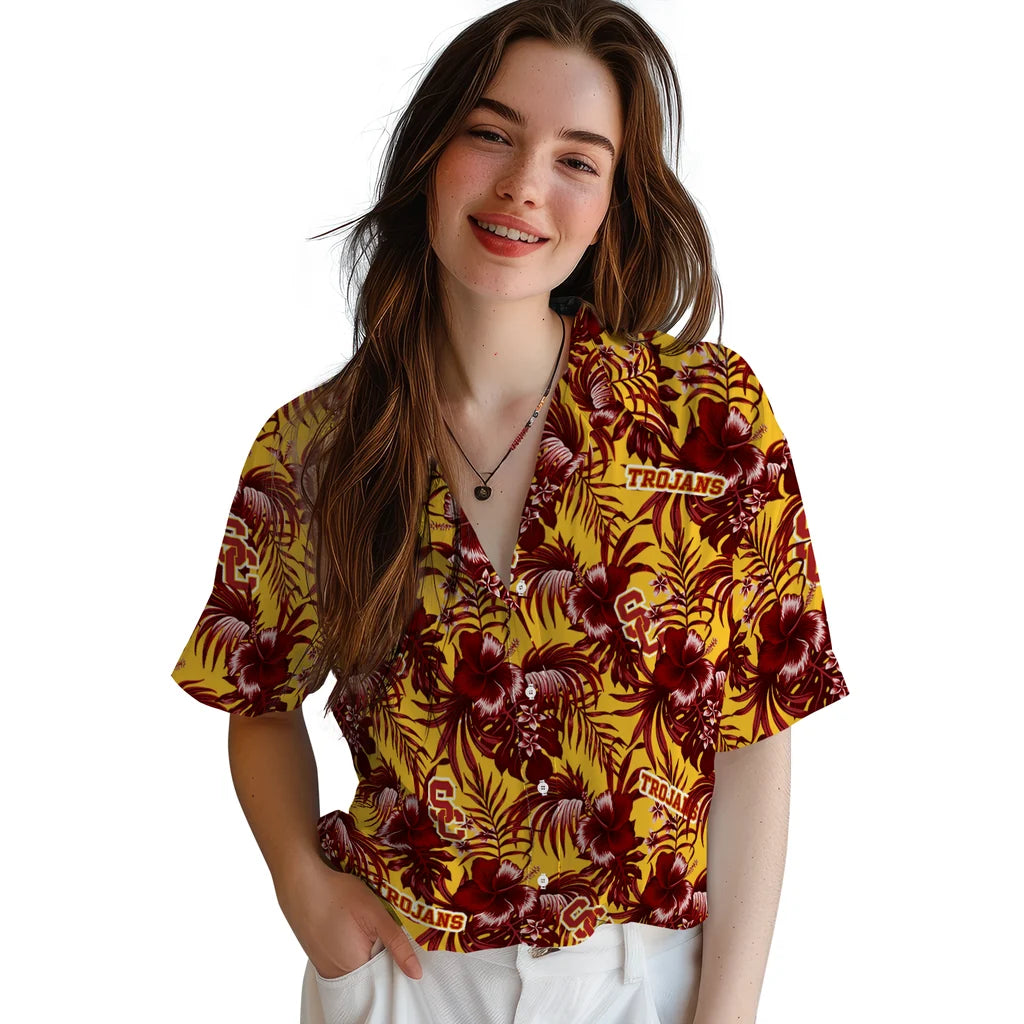 USC Trojans Hawaiian Shirt - Hibiscus Exotic | Hula Hawaiian Shirts